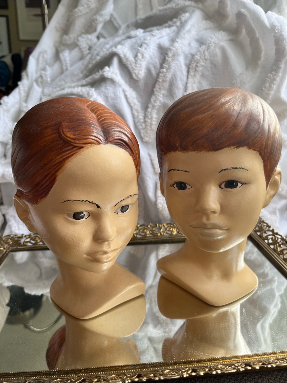 Vintage Holland Mold Busts, Boy and Girl